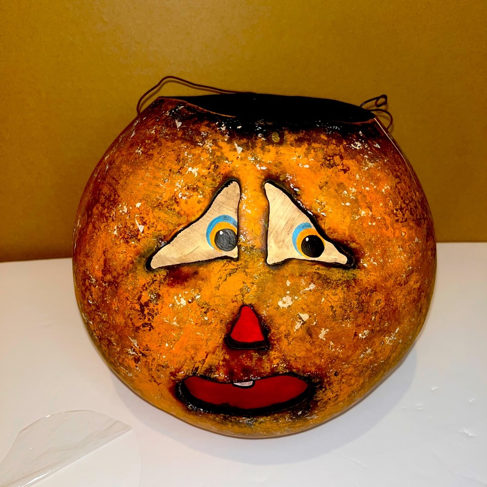 Rare Chuck Spencer Goods from the Woods 9” Carved Gourd Vintage Halloween Mint